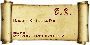 Bader Krisztofer névjegykártya